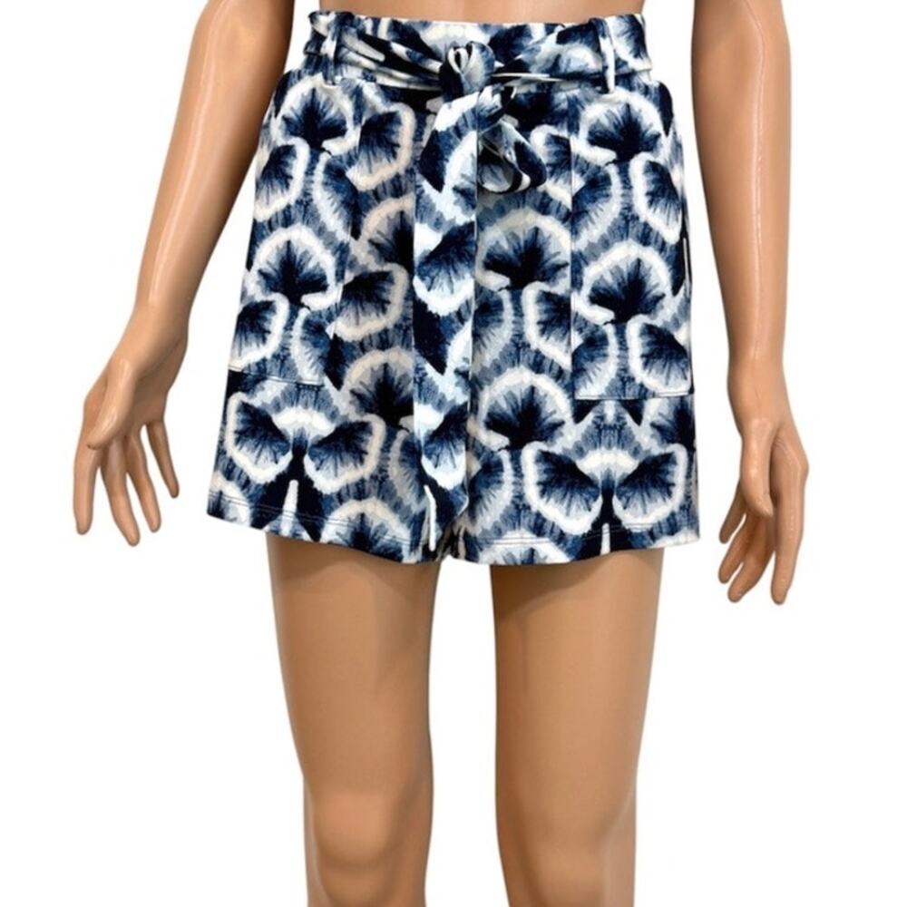 WHBM XS high rise belted tie front Matte jersey stretch pull on shorts SH2 2747